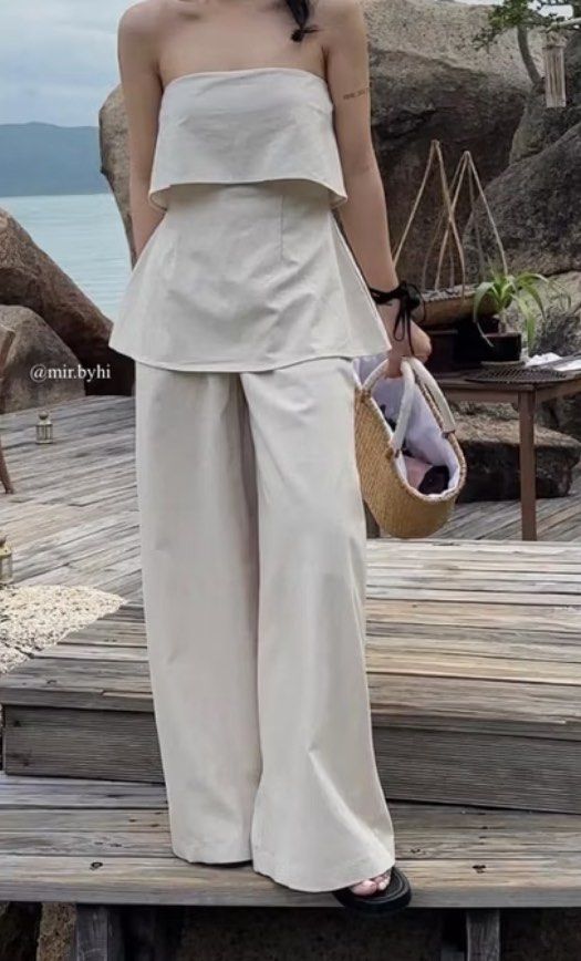 ALYA Set | mir.byhi | Strapless top ONLY (Category: Sets or Coordinates) located in Quezon City. Submitted by cailyfinds (Listing ID 1461053102, Image 2). Description: - Two-piece set in neutral beige - Strapless peplum top - Comfortable and chic - Lightweight and breathable fabric.