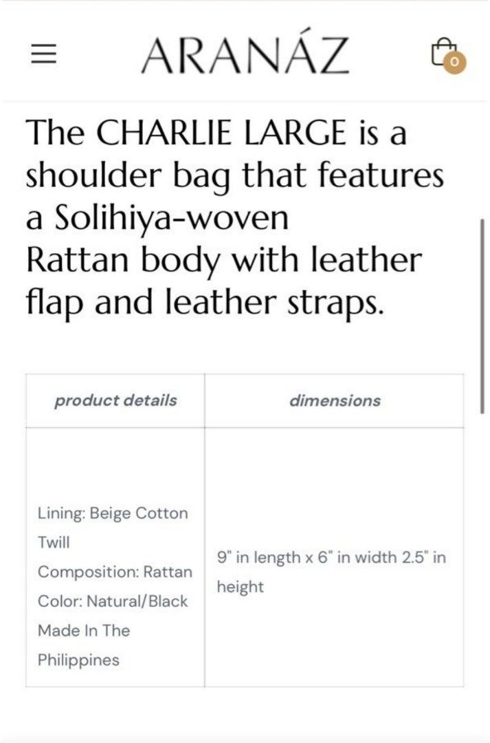 ARANAZ Charlie Large - Black Leather (Category: Shoulder Bags) located in Manila. Submitted by nezzzra (Listing ID 1460937042, Image 3). Description: - Authentic ARANAZ Charlie Large shoulder bag - Comes with black leather strap - sold out online - used once, no flaws - price negotiable.
