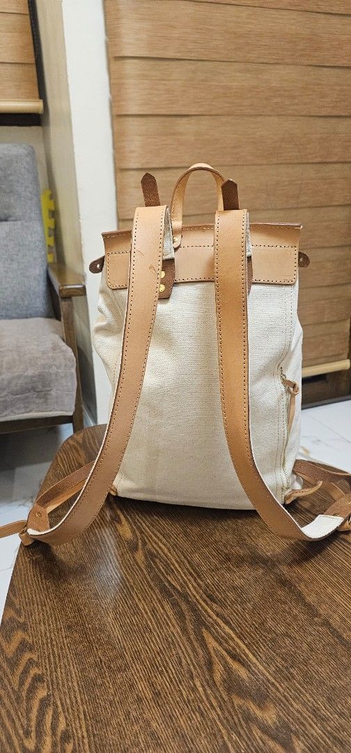 Artemis Canvas and Leather Backpack (Category: Backpacks) located in Navotas City. Submitted by walburst (Listing ID 1461046038, Image 2). Description: Artemis backpack Duck canvas thick Veg-tanned leather trims / accent Brass Hardwares ykk zip Excellent condition main compartment & 1 zippered pocket *minor scuffs / scratches .