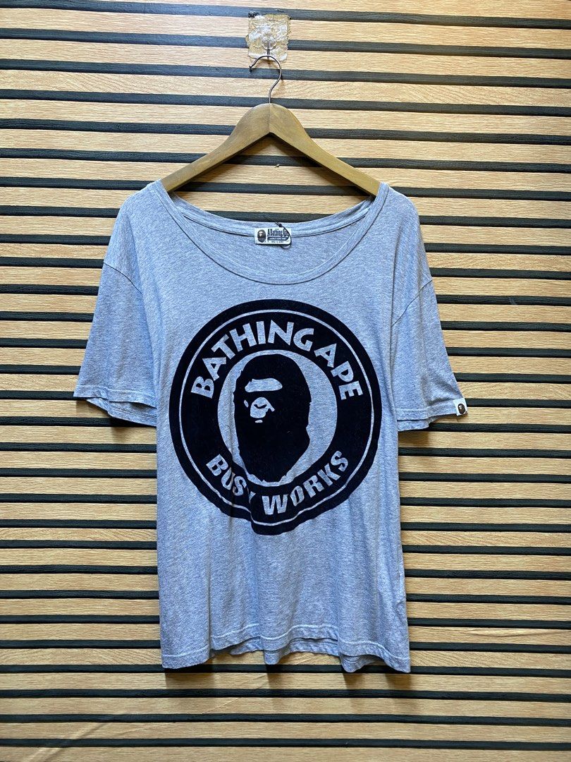 AUTHENTIC BAPE BICOLOR “BUSY WORKS” (Category: Shirts) located in Makati City. Submitted by drip.poww (Listing ID 1461101093, Image 1). Description: - Authentic Bape - Color: Gray - Size: Meduim - Dimes: 21x28 - Authentic - Excellent condition - Need wash, fresh from bale - Material: 100% Cotton Please don’t expect too much—these are thrifted (ukay) items. 😊 !!STILL NEGOTIABLE!!.