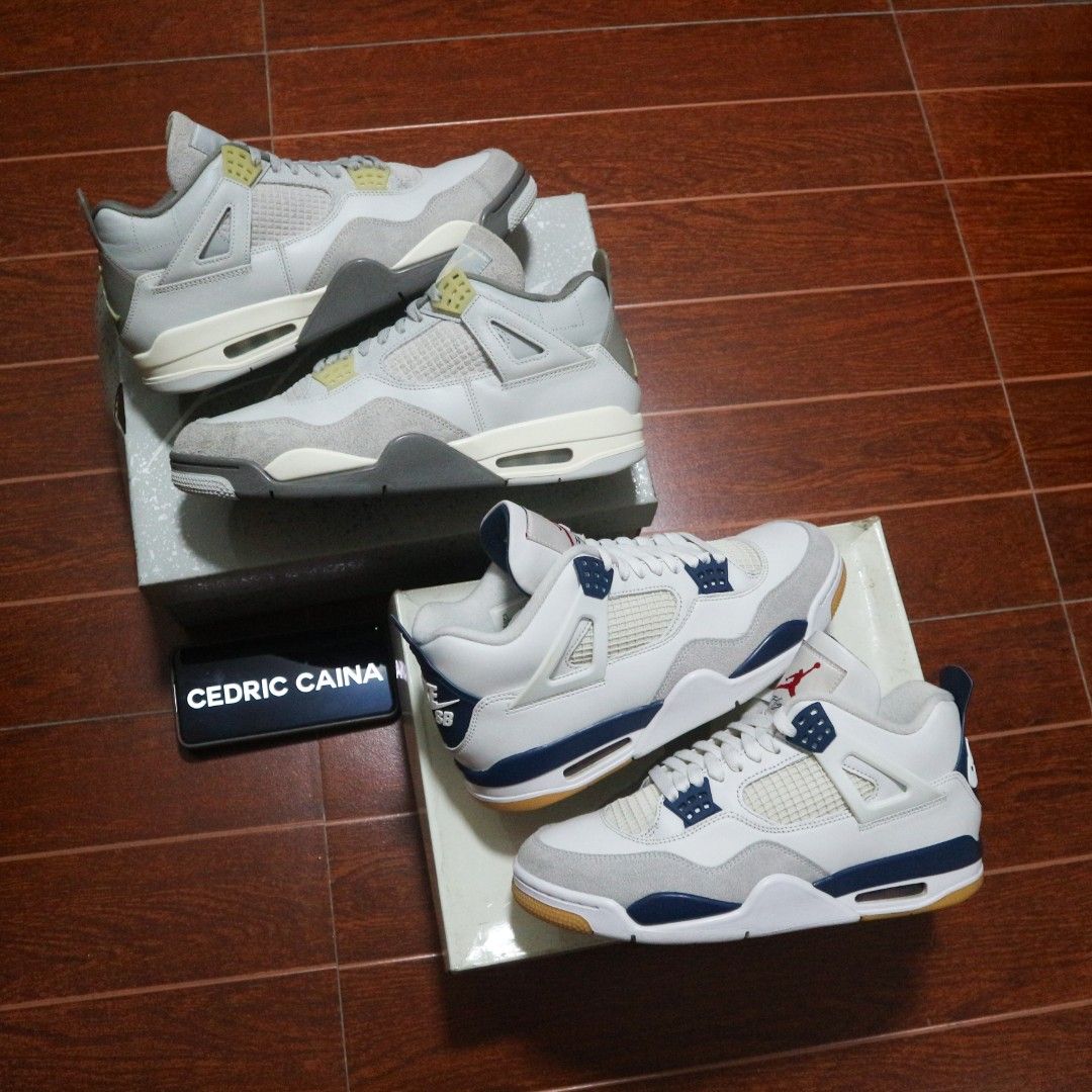 Authentic Jordan 4s For Sale! (8.5,11US) (Category: Sneakers) located in Rizal. Submitted by dricflair_04 (Listing ID 1460979680, Image 1). Description: For Sale! Jordan 4 SE Craft "Photondust" 2022 Size 11US // Very Good Condition // P4,000 Only! *Removed patch near sockliner *W/ og box Jordan 4 SB "Navy" Size 8.5US // Very Good Condition // P5,000 Only! *Stain on plastic wing area (right pair) *W/og box Vouch and video call possible .