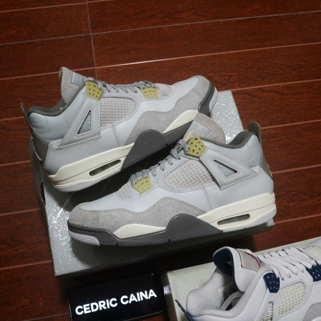 Authentic Jordan 4s For Sale! (8.5,11US) (Category: Sneakers) located in Rizal. Submitted by dricflair_04 (Listing ID 1460979680, Image 3). Description: For Sale! Jordan 4 SE Craft "Photondust" 2022 Size 11US // Very Good Condition // P4,000 Only! *Removed patch near sockliner *W/ og box Jordan 4 SB "Navy" Size 8.5US // Very Good Condition // P5,000 Only! *Stain on plastic wing area (right pair) *W/og box Vouch and video call possible .