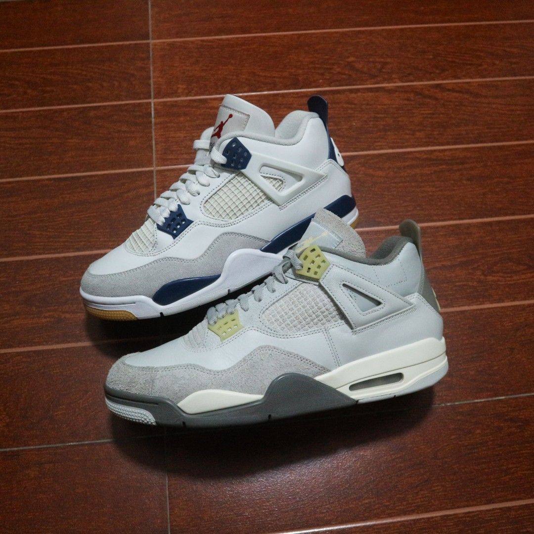 Authentic Jordan 4s For Sale! (8.5,11US) (Category: Sneakers) located in Rizal. Submitted by dricflair_04 (Listing ID 1460979680, Image 2). Description: For Sale! Jordan 4 SE Craft "Photondust" 2022 Size 11US // Very Good Condition // P4,000 Only! *Removed patch near sockliner *W/ og box Jordan 4 SB "Navy" Size 8.5US // Very Good Condition // P5,000 Only! *Stain on plastic wing area (right pair) *W/og box Vouch and video call possible .