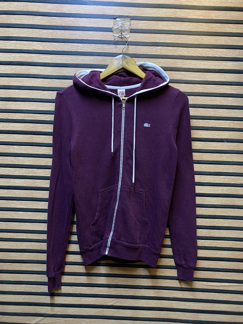 AUTHENTIC LACOSTE ZIP UP HOODIE (Category: Hoodies) located in Makati City. Submitted by drip.poww (Listing ID 1461102017, Image 1). Description: - Authentic Lacoste - Color: Maroon - Size: Small - Dimes: 18.5x26 - Authentic - Excellent condition - Need wash, fresh from bale - Material: 100% Cotton Please don’t expect too much—these are thrifted (ukay) items. 😊 !!STILL NEGOTIABLE!!.