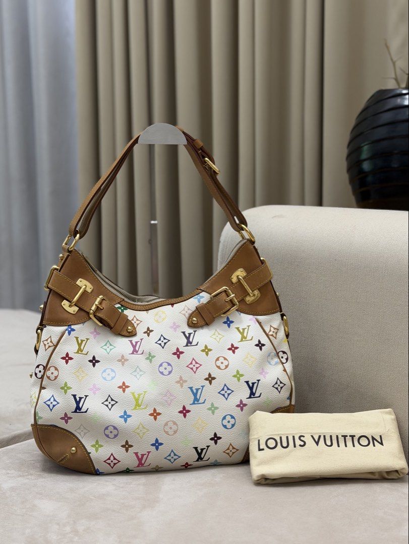 Authentic Louis Vuitton Murakami Greta Shoulder Bag (Category: Luxury Bags & Wallets) located in Manila. Submitted by maria_2326 (Listing ID 1461027055, Image 1). Description: Louis Vuitton Multicolor Greta Bag Guarantee Authentic W/ dust bag only Flaw: signs of wear, corner wears, please see last photo.