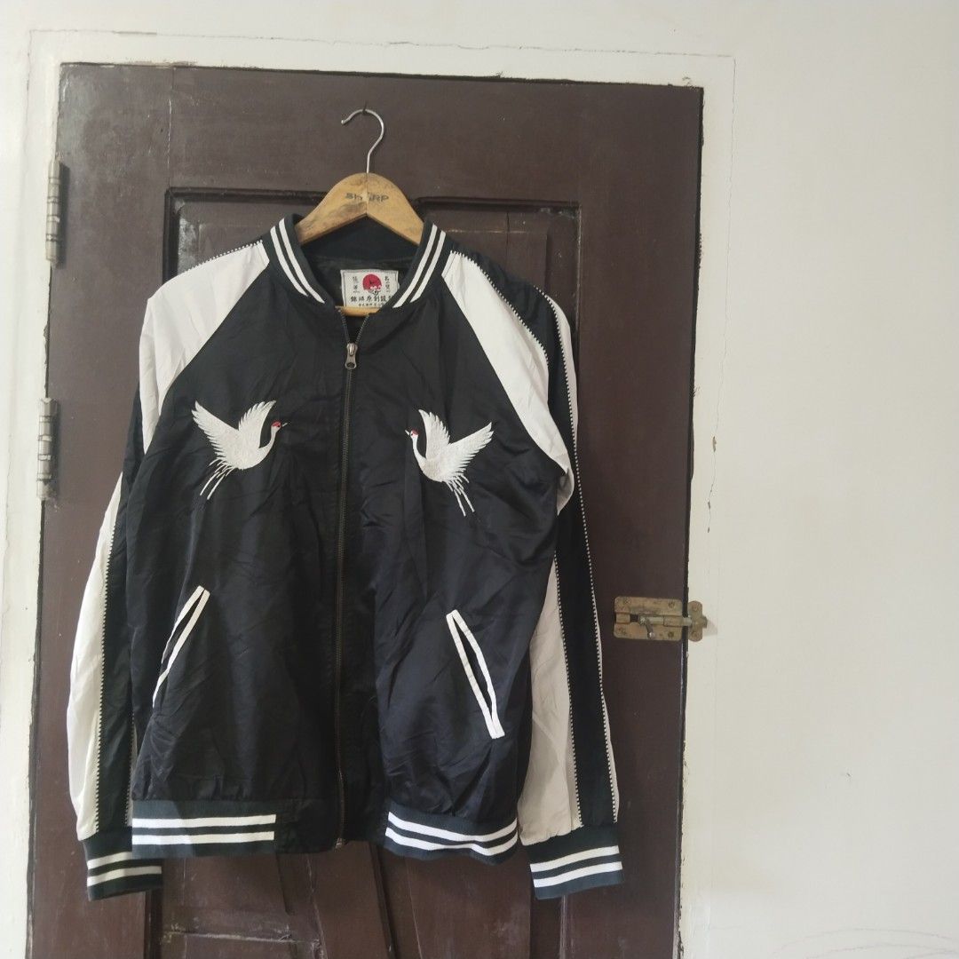 Authentic Sukajan Japan Jacket (Category: Coats, Jackets and Outerwear) located in Davao. Submitted by stealgrail (Listing ID 1460931300, Image 1). Description: Authentic two tone Sukajan Japan Jacket 21 by 26 medium to large good as new rarest colorway Mine 2800.00 free shipping 🫶 "All product names, logos, and brands are property of their respective owners. I do not claim ownership of any registered trademarks" Admin R 📍 Island Garden City of