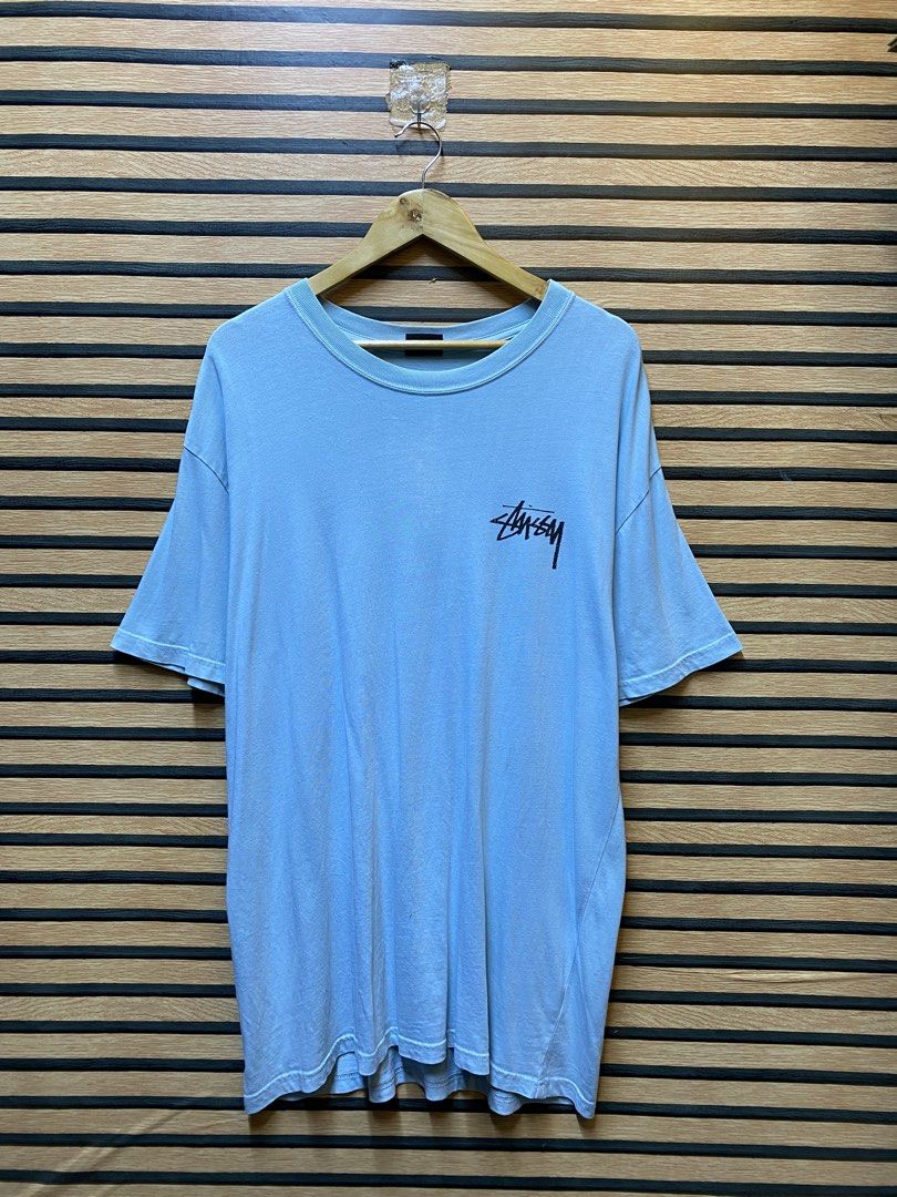 AUTHETIC STUSSY OCULAR TEE (Category: Tshirts & Polo Shirts ) located in Makati City. Submitted by drip.poww (Listing ID 1461095378, Image 2). Description: - Authentic Stussy - Color: Light blue - Size: Large fit to xl - Dimes: 25x32 - Authentic - Excellent condition - Need wash, fresh from bale - Material: 100% Cotton Please don’t expect too much—these are thrifted (ukay) items. 😊 !!STILL NEGOTIABLE!!.