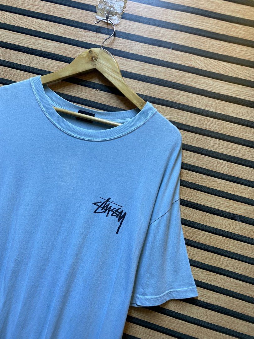 AUTHETIC STUSSY OCULAR TEE (Category: Tshirts & Polo Shirts ) located in Makati City. Submitted by drip.poww (Listing ID 1461095378, Image 3). Description: - Authentic Stussy - Color: Light blue - Size: Large fit to xl - Dimes: 25x32 - Authentic - Excellent condition - Need wash, fresh from bale - Material: 100% Cotton Please don’t expect too much—these are thrifted (ukay) items. 😊 !!STILL NEGOTIABLE!!.