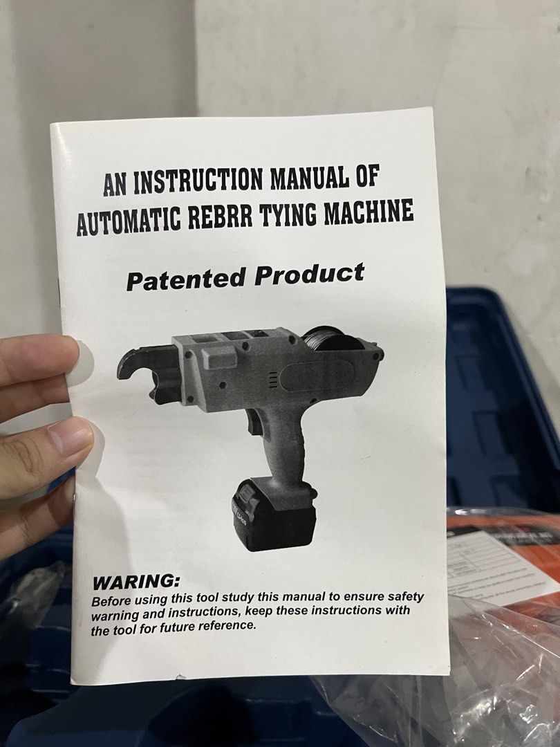 Automatic Rebar Tying Machine with Case and Accessories (Category: Construction Tools & Equipment) located in Manila. Submitted by icarux995387 (Listing ID 1461058867, Image 2). Description: - Automatic rebar tying machine - Includes hard case for storage and transport - Comes with charger, batteries, and pliers - Instruction manual included - Ideal for construction or DIY projects - Easy to use and highly efficient.