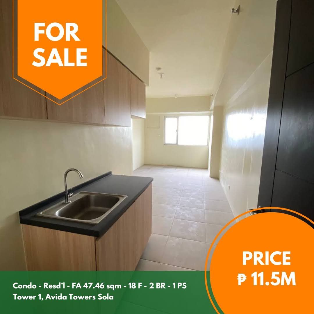 Avida Towers Sola 2 BR unit (Category: Apartments & Condos) located in Quezon City. Submitted by jmpgutierrez (Listing ID 1460936202, Image 1). Description: For sale: Avida Towers Sola 2 BR unit Tower 1, Avida Towers Sola, Quezon City Floor area: 47.46 sqm Condominium unit Residential 18th floor 2 BR Brand new Unfurnished 1 parking slot Direct to seller Asking price: PHP 11,500,000 https://www.pgr.com.ph/residential-1/2023/11/20/avida-towers-sola