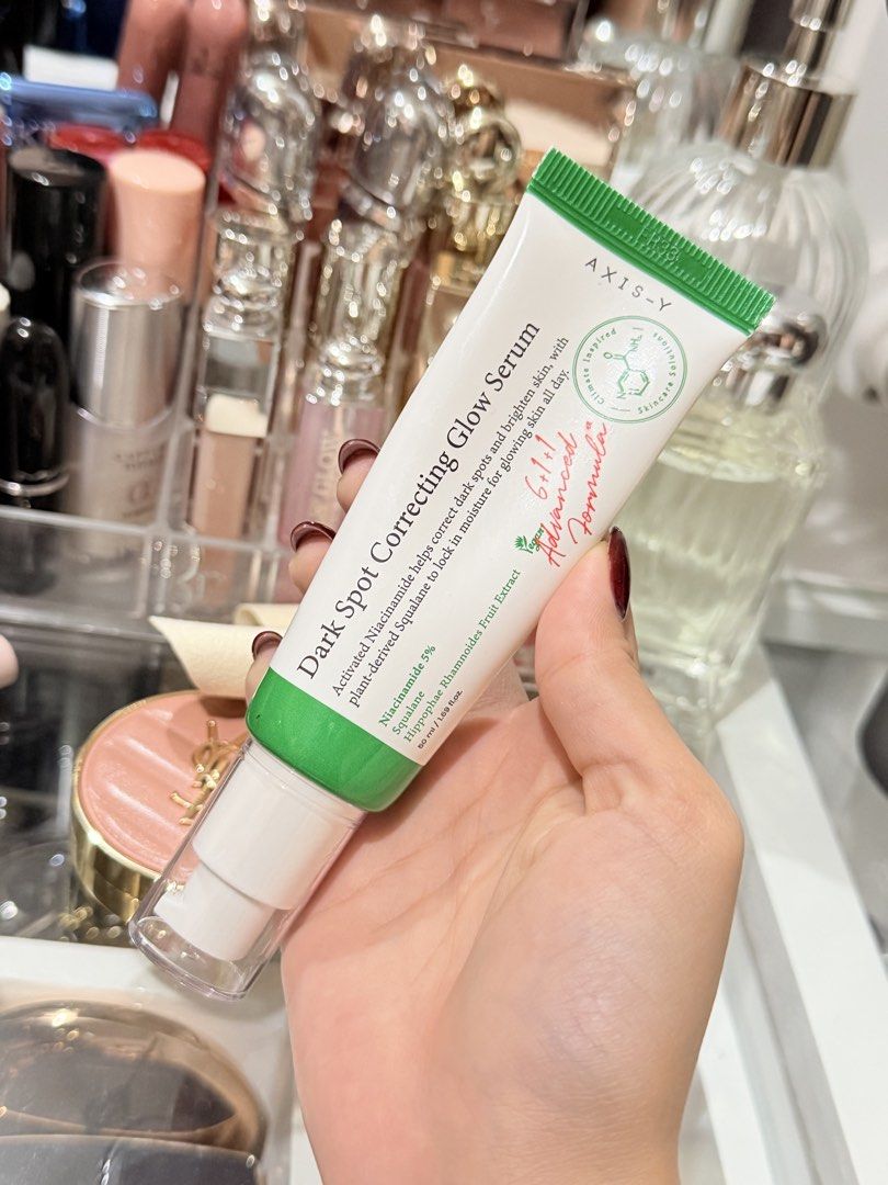 Axis-Y Dark Spot Correcting Glow Serum 50ml (Category: Face Care) located in Manila. Submitted by margatuazon25 (Listing ID 1461047320, Image 1). Description: - 100% AUTHENTICCC - Axis-Y Dark Spot Correcting Glow Serum - Helps correct dark spots and brighten skin - Contains 5% Niacinamide - Enriched with plant-derived Squalane to lock in moisture - Size: 50ml - Made in Korea rfs: hindi ako hiyang hehe.