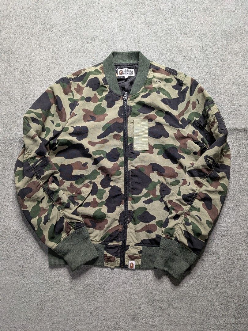 BAPE Camo Jacket (Category: Tshirts & Polo Shirts ) located in Paniqui. Submitted by fndrs.kprs.ph (Listing ID 1461074080, Image 1). Description: Bape Camou Jacket Size on tag: Medium 21x26 Excellent Condition No flaws .