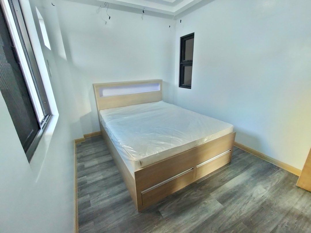 Bedframe with 2 bulit-in drawers (Category: Bed Frames & Mattresses) located in General Trias. Submitted by customwoodwork (Listing ID 1461087028, Image 1). Description: Laminated single bedframe with a functional headboard and 2 built-in drawers—perfect for maximizing comfort, style, and storage in one space..