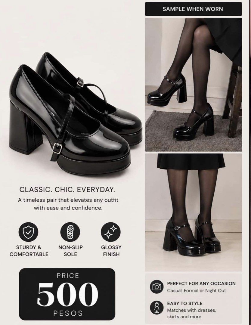 Black 5 inch heels (Category: Heels) located in Taytay. Submitted by angeltyyyy (Listing ID 1461078906, Image 2). Description: selling these heels, used once lang for an event :) size 8.5-9 loc: taytay, rizal but can also ship from QC 🫶🏻.