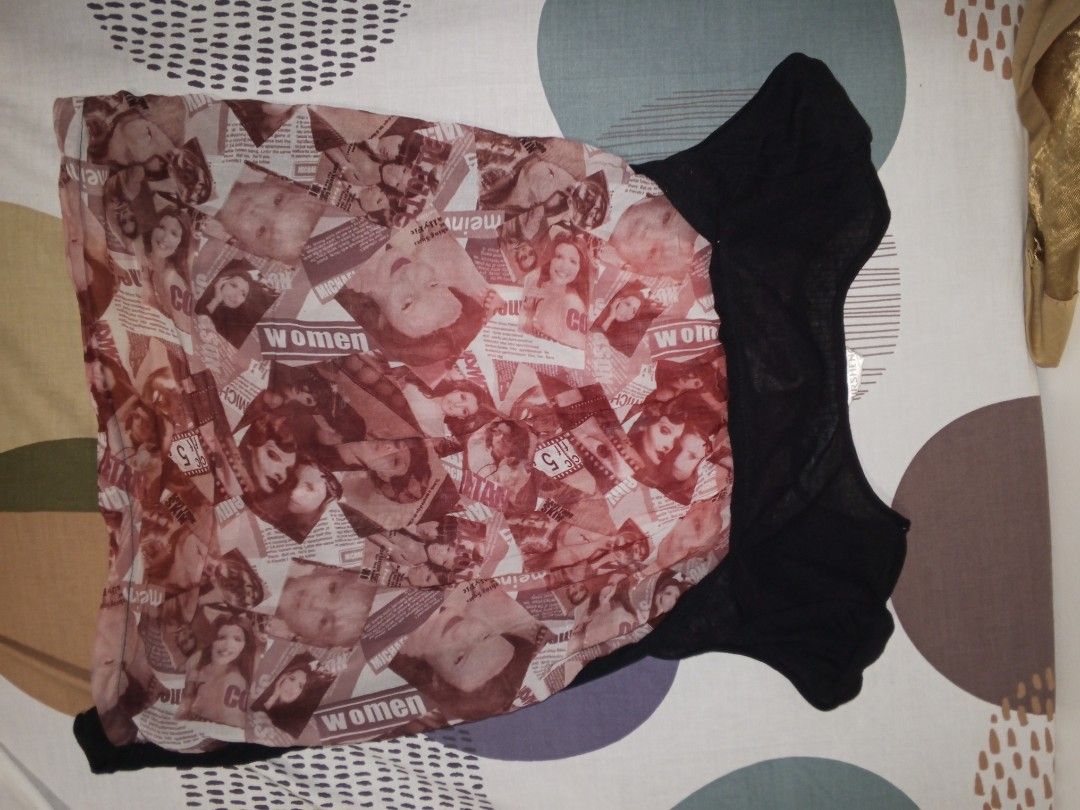 black & pink layered cut-out top (Category: Shirts) located in Mabalacat. Submitted by mwmeowie (Listing ID 1461029213, Image 2). Description: preloved black & pink layered top ♡ only worn around 2–3 times. ﹒⟡ black overlay design ﹒⟡ pink printed inner layer ﹒⟡ cute unique style ﹒⟡ actual item shown in photos slightly negotiable for sure buyers shipping fee c/o buyer.