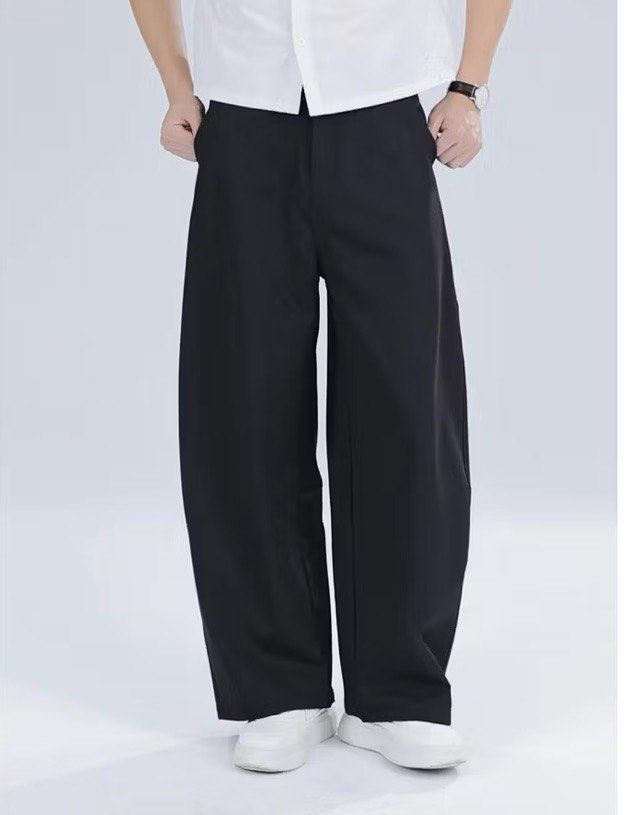 Black Barrel Trousers (Category: Trousers) located in Manila. Submitted by yulin_ara (Listing ID 1460951233, Image 1). Description: NEVER BEEN USED rfs: not my style -bought for 315 selling for 290 only -unisex pwede rin for girls -still brand new with tag, ziplock, and everything - for casual and smart-casual looks - can fit 25-27.5 waistline.