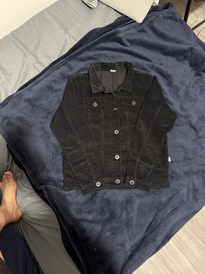 Black Corduroy Jacket (Category: Coats, Jackets and Outerwear) located in Batangas. Submitted by cathevans (Listing ID 1460979983, Image 3). Description: - Classic black corduroy jacket - Button-up front - Two chest pockets - Versatile for layering - Pairs well with jeans or dresses - Easy to style for any occasion.