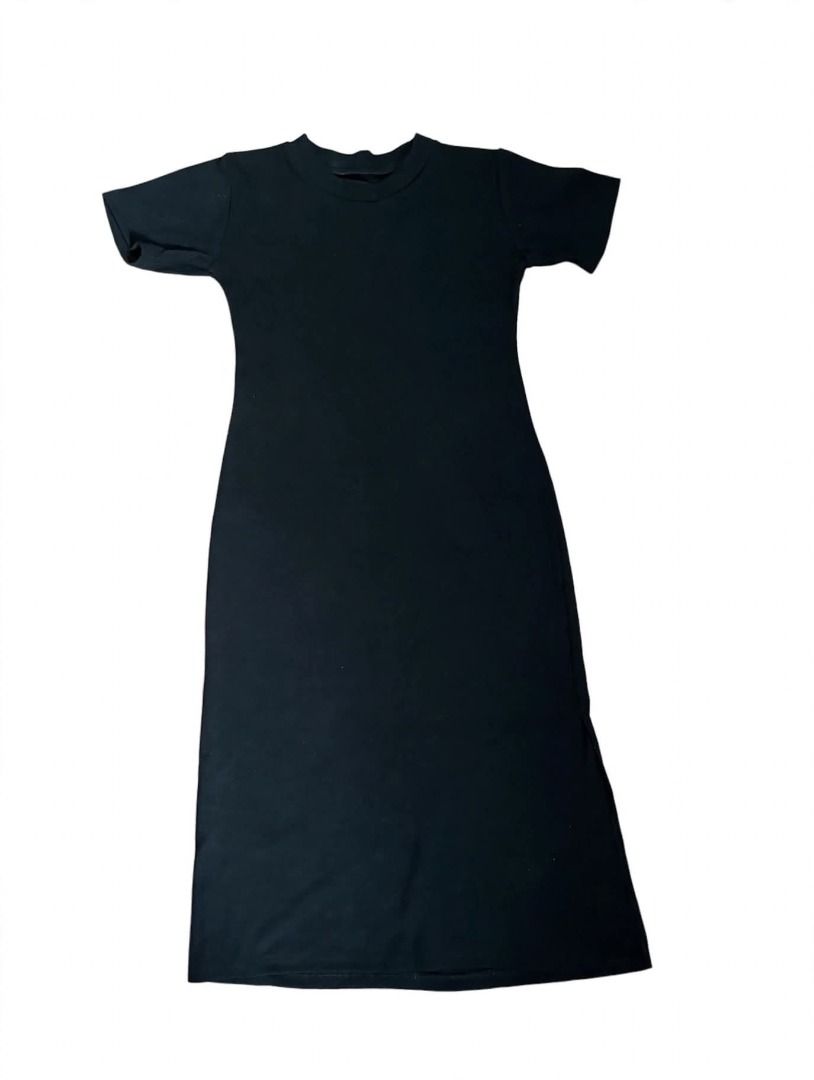 Black Dress#70 (Category: Dresses) located in Caloocan City. Submitted by outfitloop (Listing ID 1461114597, Image 2). Description: - Simple black midi dress - Short sleeves - Versatile: great for everyday or dressing up - Comfortable and fits well IMPORTANT: • 1st photo is an AI styling/model preview for reference on how the item may look when worn. • Please refer to the actual photos for the item’s true appearance and condition. • Color may sli