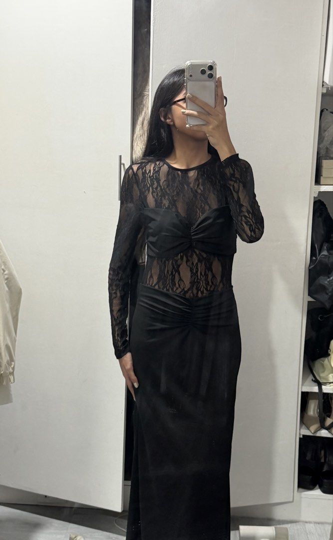 Black Lace Dress (Category: Dresses) located in Pasig City. Submitted by miss_abuelita (Listing ID 1461062309, Image 3). Description: Worn once length 52” waist 24-36” bust 32”.
