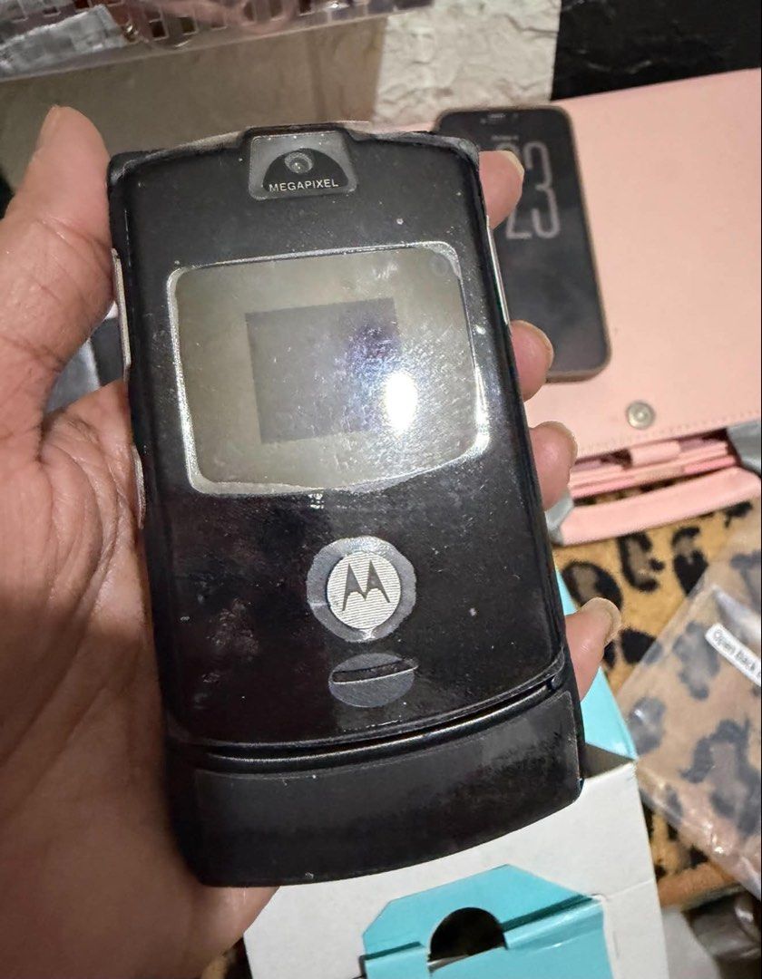 black motorola v3 onhand (Category: Early Generation Mobile Phones) located in Quezon City. Submitted by auspv_collections (Listing ID 1460997104, Image 1). Description: 📱VINTAGE PHONES ONHAND 📍nokia 8310 - 2,800 📍nokia 8250 - 3,000 📍nokia 5300 - 4,000 📍nokia 3310 - 3,500 📍nokia 6510 - 3,500 📍nokia 6300 - 2,800 📍nokia 5310 - 2,800 📍nokia 5110 - 4,000 📍nokia 6150 - 3,500 📍nokia 1100 - 2,000 📍nokia 6120 - 2,300 📍motorola v3 - 2,800 📍s