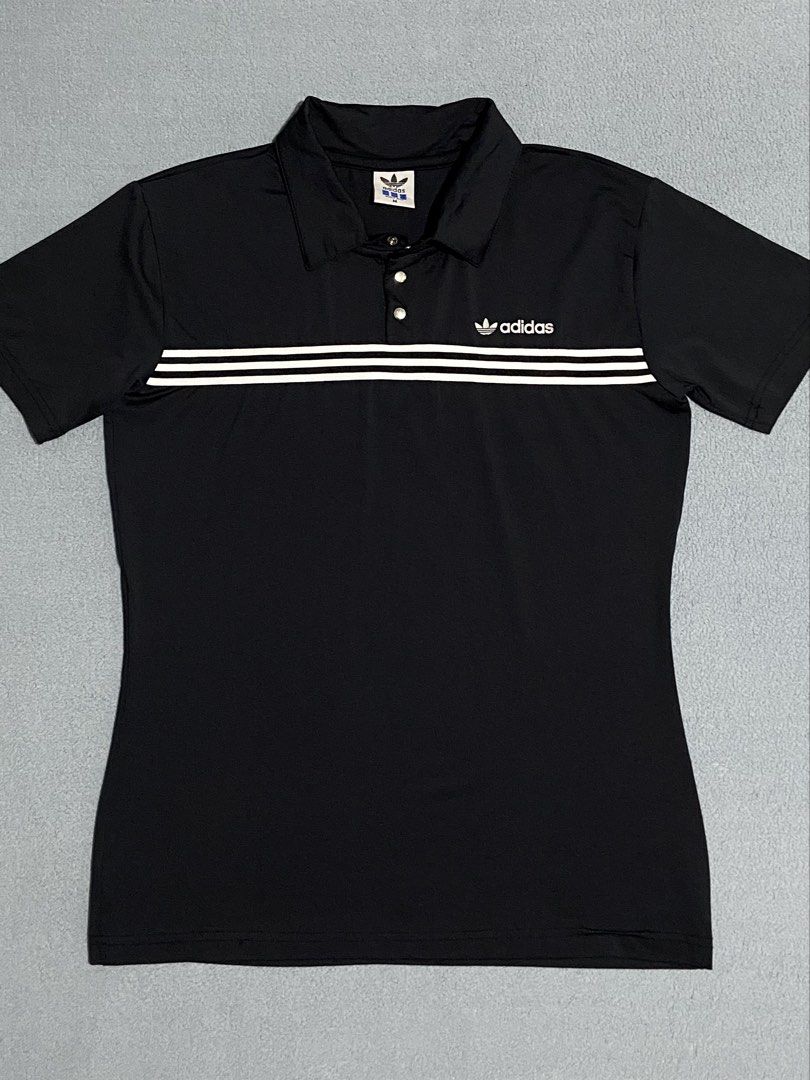 Black Stripes Adidas Drifit Polo (Category: Activewear) located in Davao. Submitted by sb.thriftwear (Listing ID 1461070277, Image 3). Description: FIXED PRICE‼️ Size: M-L Dimensions: W- 18.5” L- 25” Issue: Hairline at the back print Color may vary due to lighting. ⚠️All items are thrifted. Please manage your expectations..