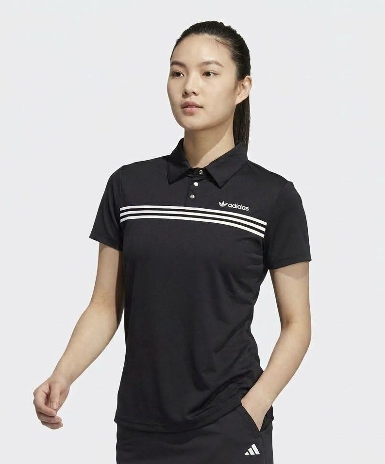 Black Stripes Adidas Drifit Polo (Category: Activewear) located in Davao. Submitted by sb.thriftwear (Listing ID 1461070277, Image 1). Description: FIXED PRICE‼️ Size: M-L Dimensions: W- 18.5” L- 25” Issue: Hairline at the back print Color may vary due to lighting. ⚠️All items are thrifted. Please manage your expectations..