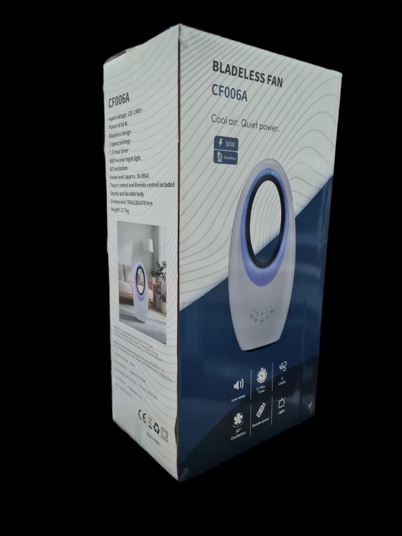 Bladeless Fan (Category: Fans) located in Manila. Submitted by lesliemiranda (Listing ID 1460945311, Image 1). Description: Price: P1,400 Condition: Brand New Mode of Payment: Gcash or Bank Transfer Shipping Method: Pickup or buyer's preferred courier Location: QC next to North Edsa MRT station. Pa-pickup na lang ng successful buyer RFS: Received as gift but not needed.