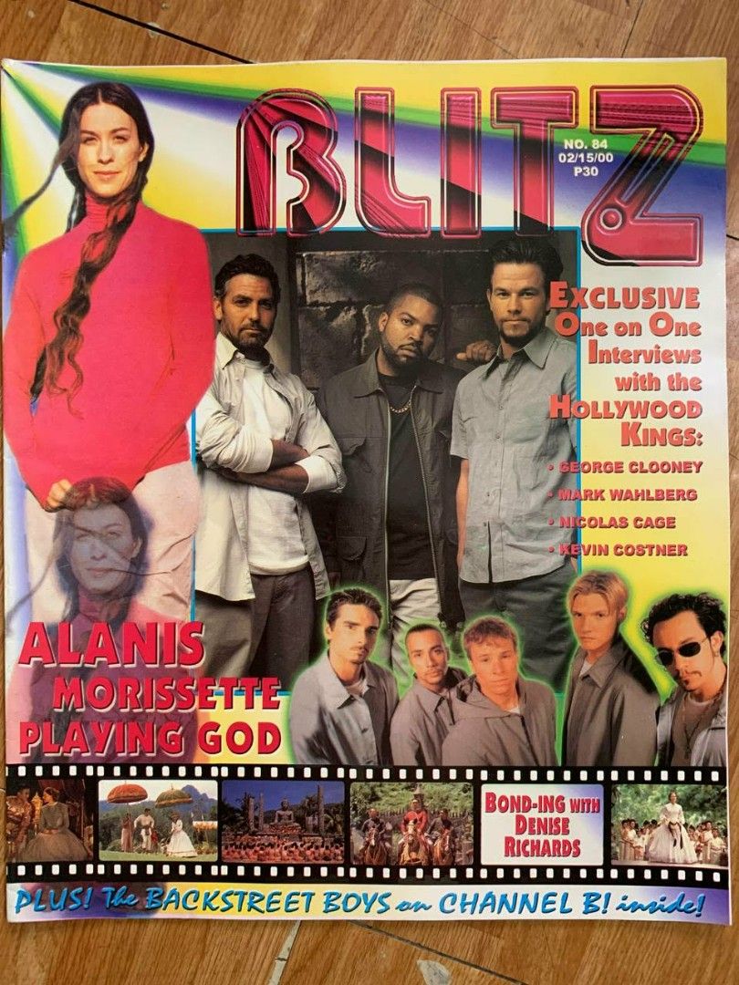 Blitz Magazine Issue No. 84 - February 15, 2000 (Category: Magazines) located in Manila. Submitted by rofel4lazo (Listing ID 1461010885, Image 2). Description: - Vintage Blitz Magazine - Date: February 15, 2000 - Issue Number: 84 - Features: Interviews with George Clooney & Nicolas Cage - Includes articles on: Alanis Morissette & Backstreet Boys - Perfect collector's item for 2000s pop culture enthusiasts.