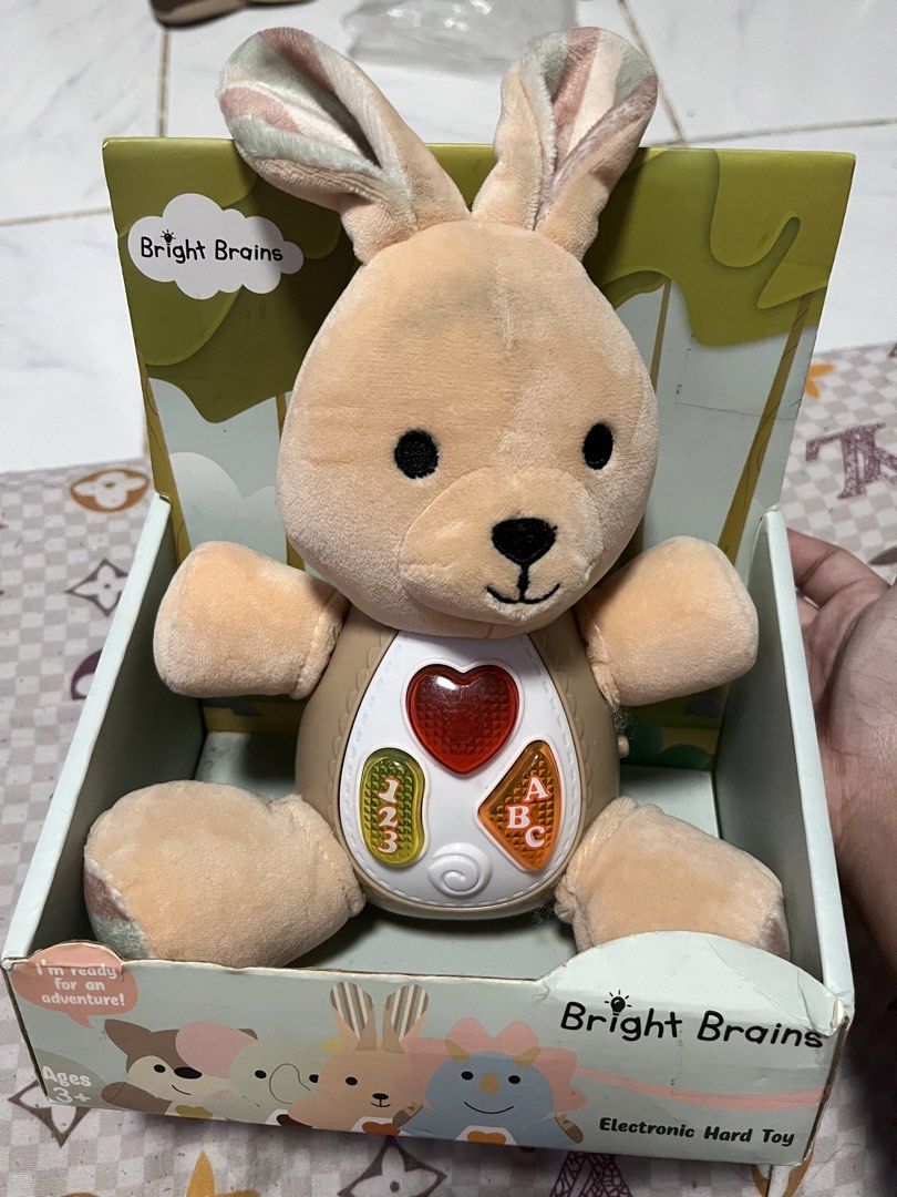 Bright Brains Electronic Hard Toy Kangaroo (Category: Educational & Learning Toys) located in Pasay City. Submitted by fluxandfloe (Listing ID 1461048525, Image 1). Description: - Bright Brains Electronic Kangaroo Toy - Features buttons for numbers and letters - Says 'I'm ready for an adventure!' on the box - Recommended for children aged 3 and up - Provides fun and educational play.