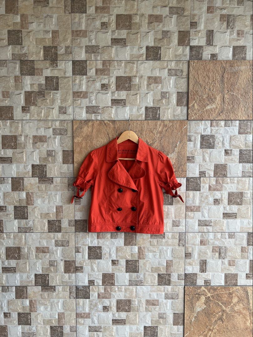 BURBERRY BLUE LABEL - DOUBLE BREASTED BLOUSE (Category: Blouses) located in Bacolod City. Submitted by timelessbyjosh (Listing ID 1461038018, Image 3). Description: BEST FOR Y2K & CASUAL OUTFITS SIZE : 38 ACTUAL COLOR : BRIGHT RED COLOR RATE : 9 OUT OF 10 CONDITION : EXCELLENT FOR A VINTAGE PIECE MATERIAL : 100 % COTTON MADE IN : JAPAN FLAWS : NONE DIMENSIONS LENGTH - 18 WIDTH - 18. 5 MEASUREMENT TAKEN WHILE LAYING FLAT. PLEASE COMPARE THE MEASUR