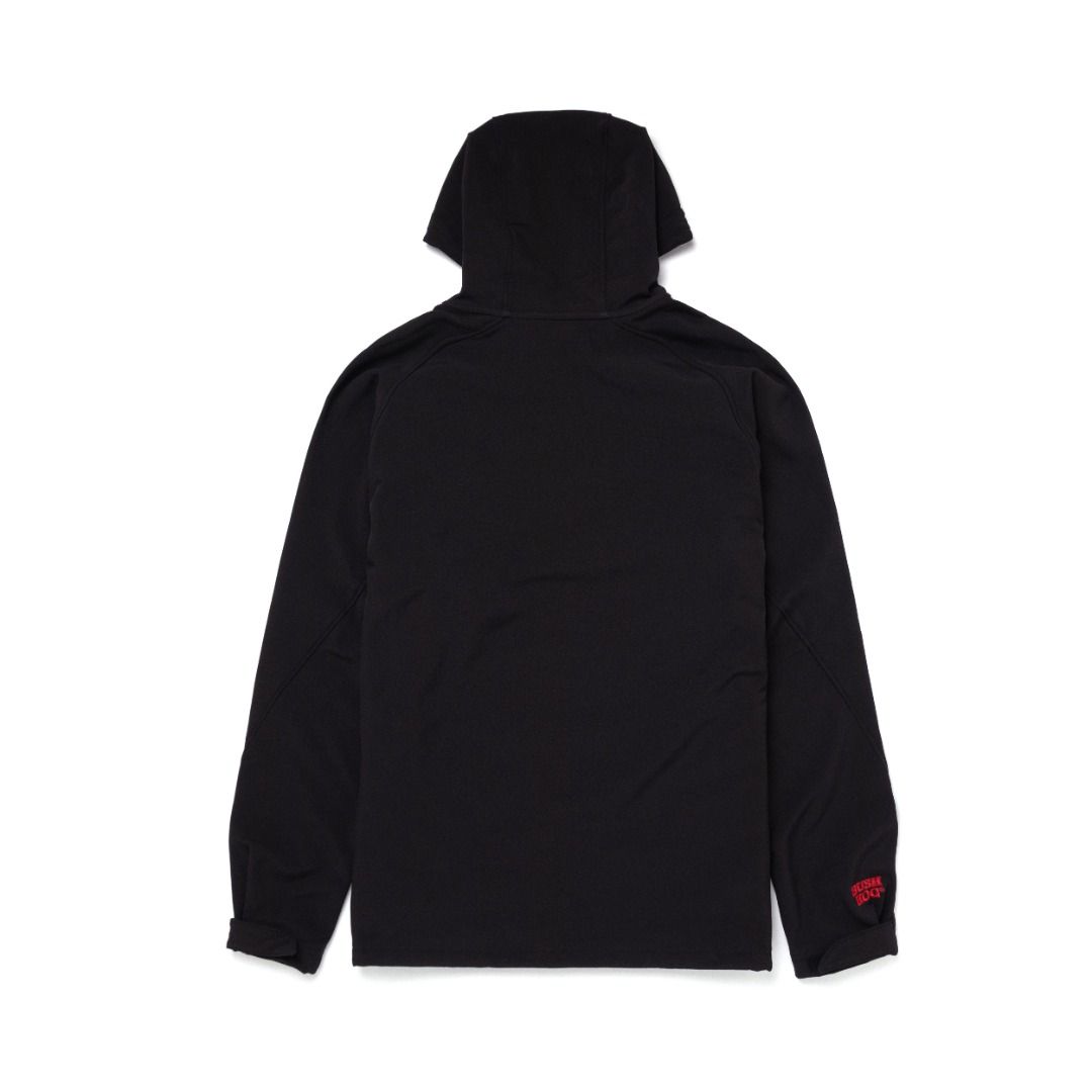 Bush Hog Soft Shell Jacket - Black (Category: Hoodies) located in Las Pinas. Submitted by snapcartmanila (Listing ID 1461027782, Image 2). Description: - Black hooded soft-shell jacket - Features iconic Red Hog logo on chest - Zipper closure for easy wear - Convenient chest pocket with zipper - Adjustable drawstrings on hood for a custom fit - Ideal for casual outings or outdoor adventures.