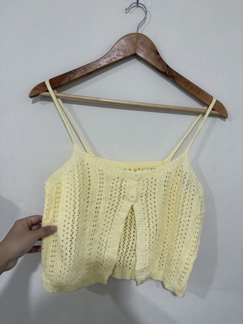 Butter Yellow Knitted Top (Category: Sleeveless) located in Manila. Submitted by morningthrifters (Listing ID 1460934169, Image 1). Description: Butter yellow knitted top From bkk Medium size Can be for layering or just top.