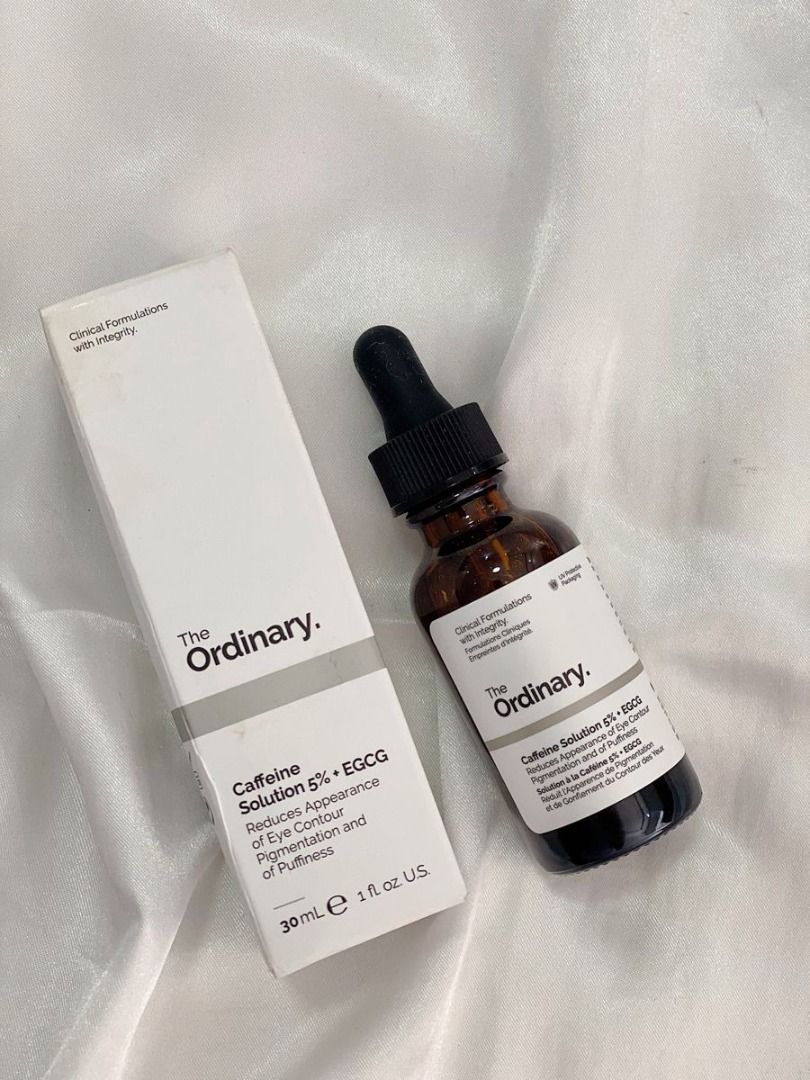 the ordinay Caffeine Solution 5% + EGCG Eye Serum 30ml (Category: Face Care) located in Quezon City. Submitted by hezekiahde01474 (Listing ID 1460938608, Image 1). Description: Caffeine Solution 5% + EGCG Eye Serum is an effective, water-based serum that targets dark circles and puffiness around the eyes, promoting under-eye brightening. Formulated with a 5% concentration of caffeine and epigallocatechin gallatyl glucoside (EGCG), this potent ser