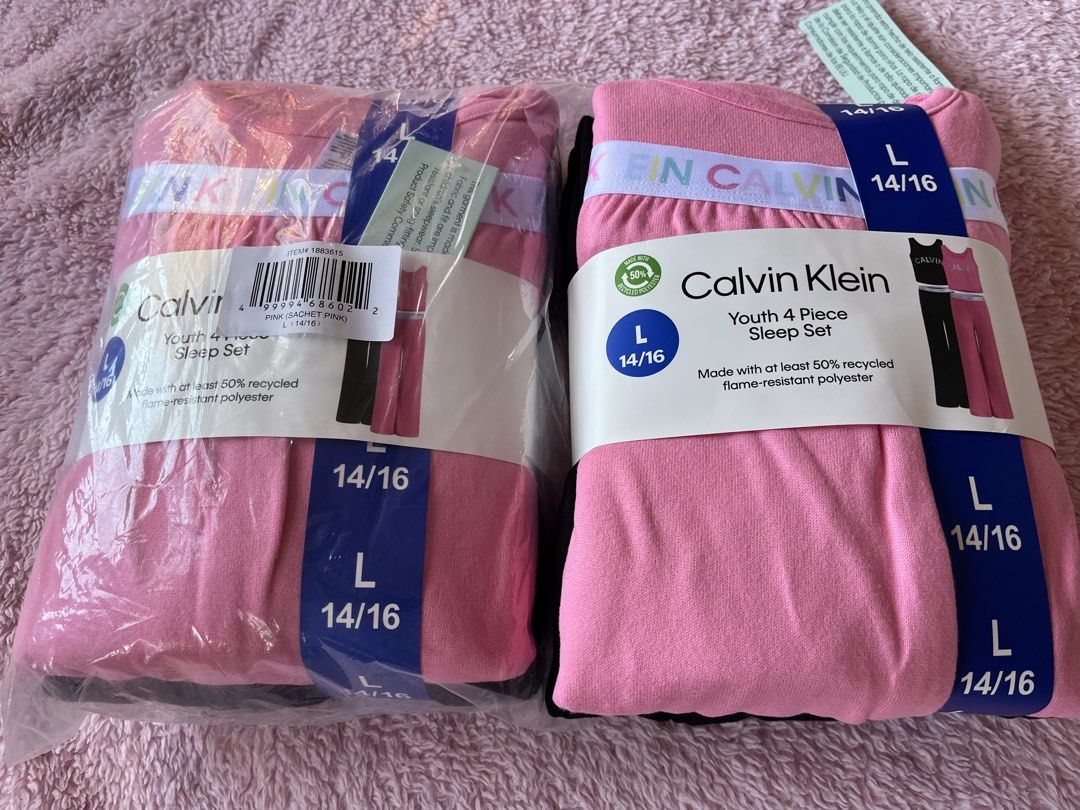 Calvin Klein Youth 4 piece sleep set (Category: Undergarments & Loungewear) located in Santa Rosa. Submitted by ninaparis (Listing ID 1460943075, Image 1). Description: Calvin Klein 4 piece sleep set size Large 14-16 y/o girl avail in 2 sets.
