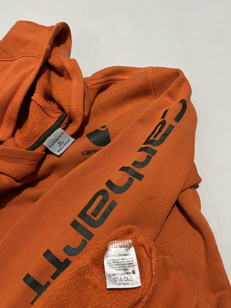 Carhartt script hoodie (Category: Hoodies) located in Iloilo. Submitted by jthrift0 (Listing ID 1461092750, Image 2). Description: Complete tags authentic 21x27 need wash,pinhole.