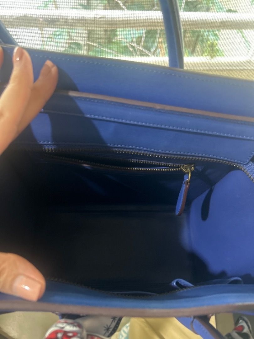 Celine Blue Leather Luggage Tote Bag (Category: Luxury Bags & Wallets) located in Cebu City. Submitted by serene_simplicity (Listing ID 1460923285, Image 2). Description: - “OG quality”Blue Celine luggage tote - Genuine leather material - Comes with a chic scarf tied to the handle - Includes original Celine dust bag - Ideal for everyday use.