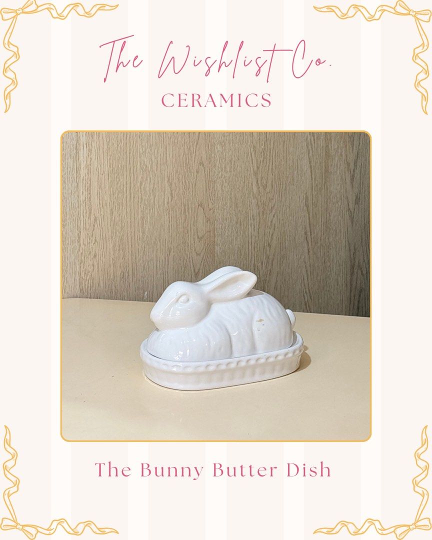 Ceramic Bunny Butter Dish (Category: Other Home Decor) located in Quezon City. Submitted by jamzx_17 (Listing ID 1461089659, Image 1). Description: ♡ Size: Large PLEASE NOTE 🫧 This ceramic is larger in person than they may appear in photos! .