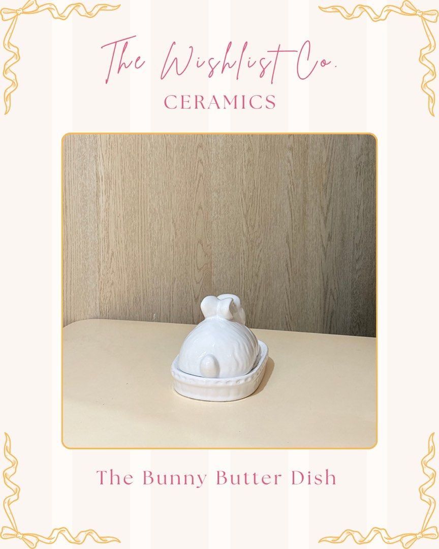 Ceramic Bunny Butter Dish (Category: Other Home Decor) located in Quezon City. Submitted by jamzx_17 (Listing ID 1461089659, Image 2). Description: ♡ Size: Large PLEASE NOTE 🫧 This ceramic is larger in person than they may appear in photos! .