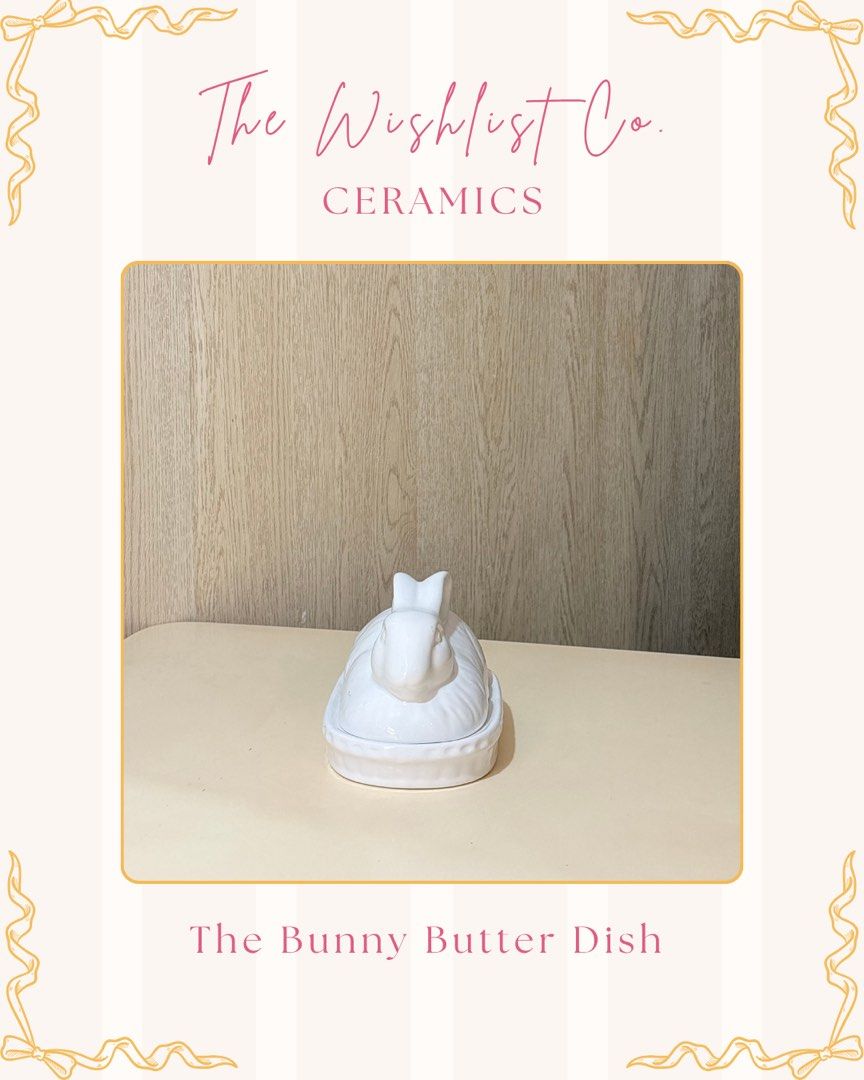 Ceramic Bunny Butter Dish (Category: Other Home Decor) located in Quezon City. Submitted by jamzx_17 (Listing ID 1461089659, Image 3). Description: ♡ Size: Large PLEASE NOTE 🫧 This ceramic is larger in person than they may appear in photos! .