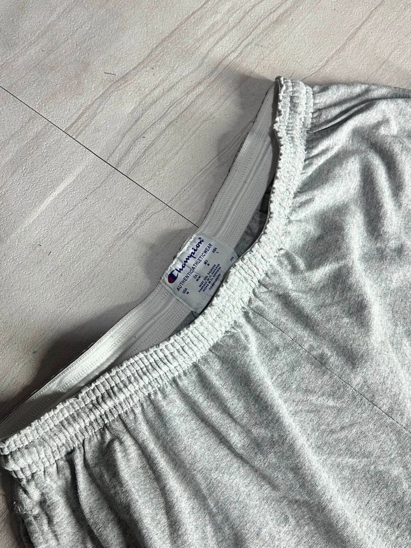 champion gray sweatshort (Category: Shorts) located in Manila. Submitted by nb_thriftshop (Listing ID 1461073634, Image 3). Description: champ1on gray sweat short waist 28 to 38 has lace and garter length 18 leg hole 14 issue : 1 pinhole washed .