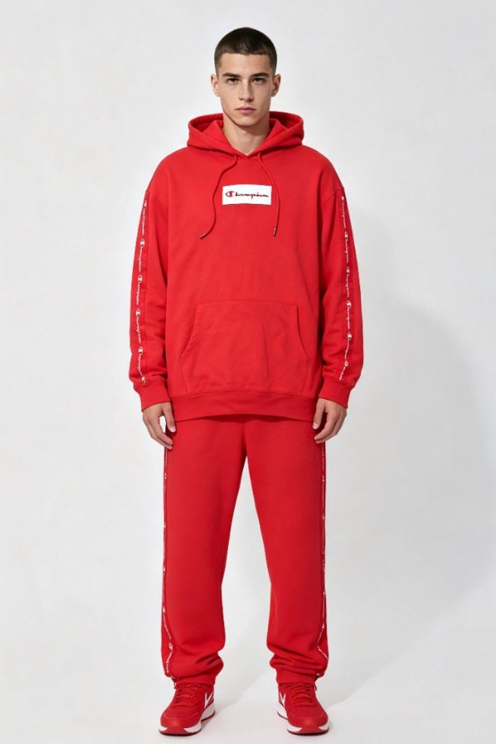 CHAMPION RED HOODIE WITH SIDE TAPE (Category: Hoodies) located in Cavite. Submitted by marcuz.lifestyle (Listing ID 1461073196, Image 1). Description: SIZE:XXL ON TAG WIDTH:28 LENGTH:30 VERRYGOOD CONDITION NO ISSUE COLOR RATE:9.5/10 MOP:GCASH DELIVERY COURIER:JNT LOCATION:IMUS CAVITE.