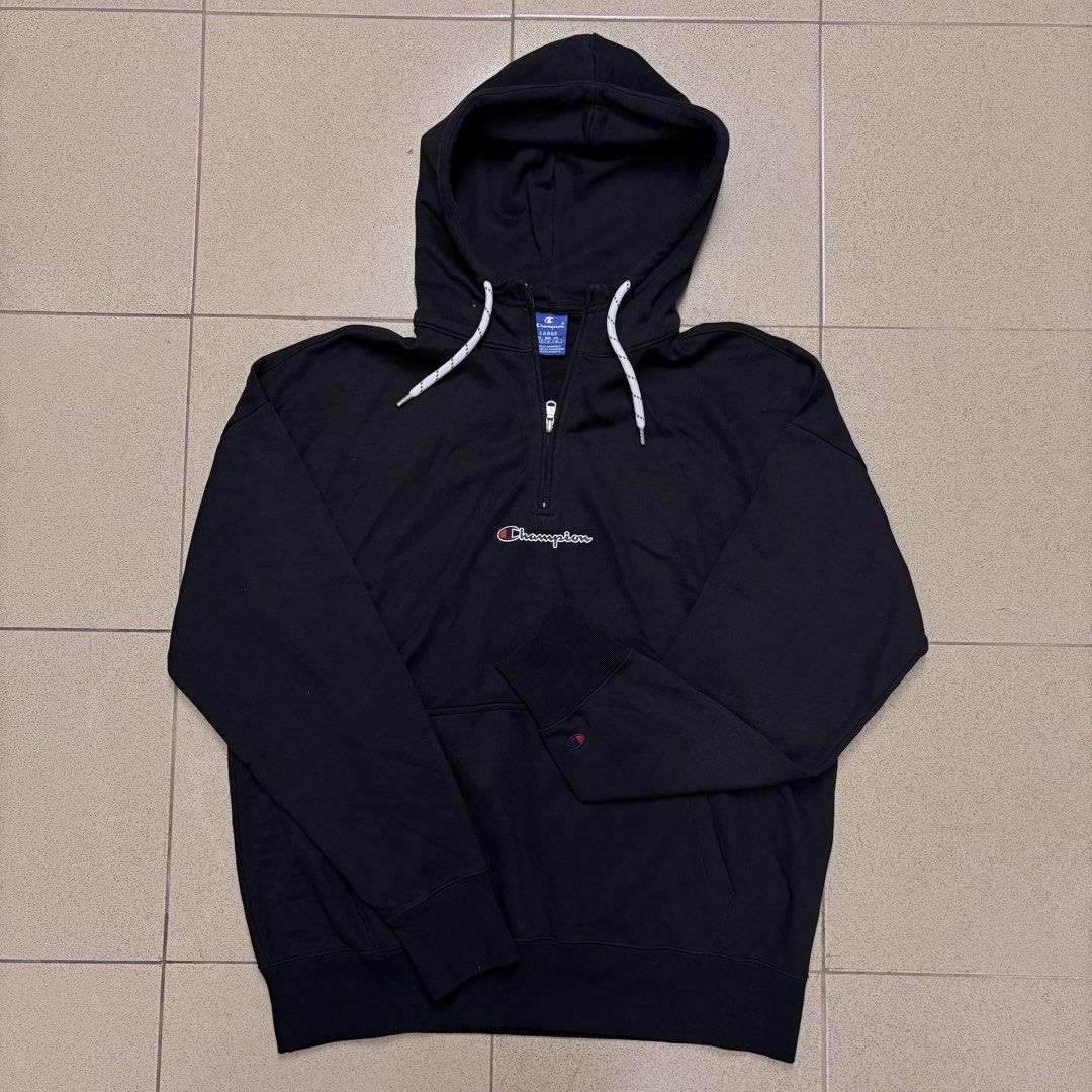 Champion Script half zipped hoodie in black (Category: Hoodies) located in Las Pinas. Submitted by collabcart (Listing ID 1461108735, Image 1). Description: 🛒Champion Script half zipped hoodie in black🛒 🇺🇸 Imported from US ✅ Brandnew ✅ Original/Authentic/legit 📐Sizes Available Large .