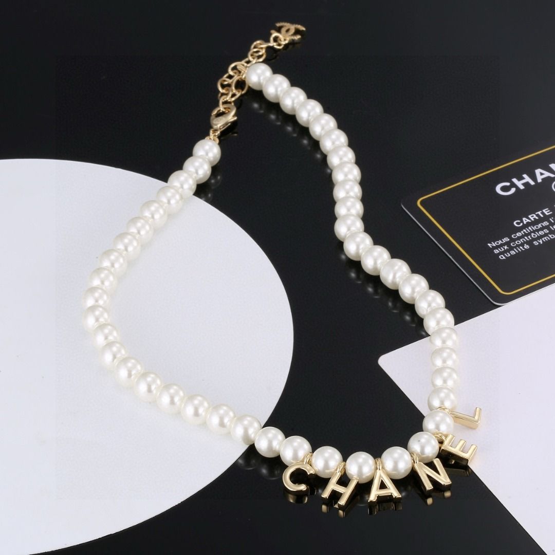 Chanel letter pearl necklace (Category: Necklaces) located in Davao. Submitted by colacodawr20358 (Listing ID 1460945633, Image 1). Description: .