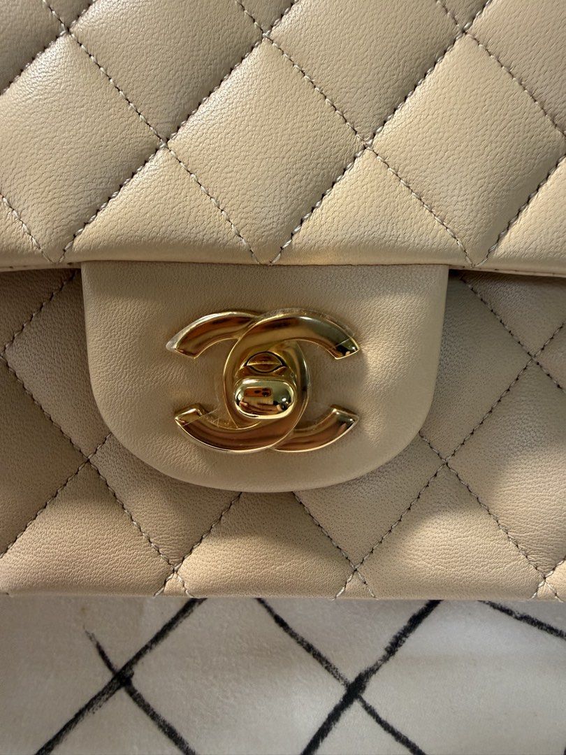 Chanel Medium Double Flap in Beige (Category: Luxury Bags & Wallets) located in Mandaluyong City. Submitted by az.purse (Listing ID 1460988113, Image 2). Description: Comes with box, dustbag and receipt Series 31.