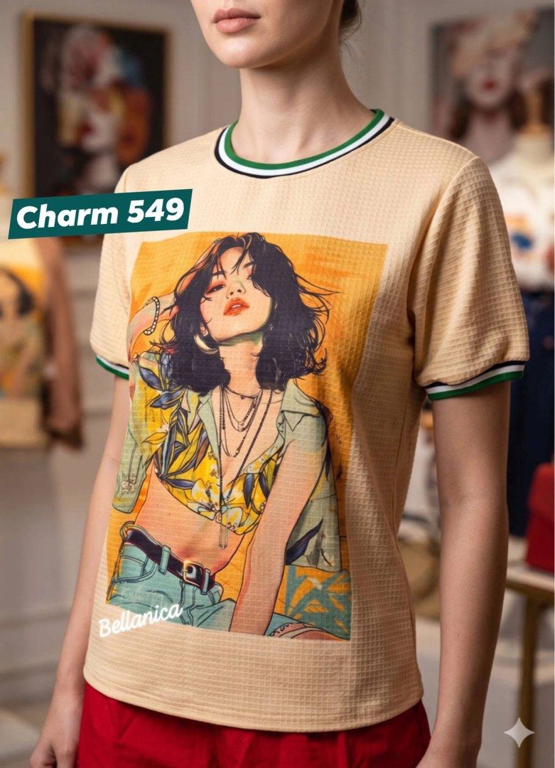Charm beige tshirt (Category: Shirts) located in Taguig. Submitted by happy.viascloset (Listing ID 1460692759, Image 2). Description: .