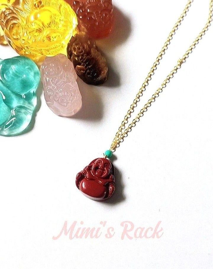 Cinnabar Laughing Buddha Necklace (Category: Necklaces) located in Taguig. Submitted by mimisrack (Listing ID 1461093596, Image 3). Description: ❤️A cheerful and symbolic necklace featuring a Laughing Buddha design with rich cinnabar-inspired details -The Laughing Buddha is commonly associated with happiness, abundance, prosperity, protection, and good fortune, making this necklace both meaningful and uplifting 🧿 chain length: approx. 44cm (17in