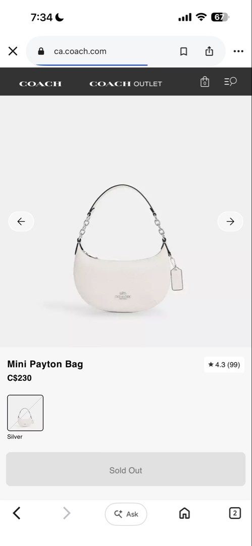 Coach Mini Shoulder Bag (Category: Luxury Bags & Wallets) located in Pasig City. Submitted by aalovee (Listing ID 1461035225, Image 1). Description: - Authentic 💯 Coach mini shoulder bag - Bought it from US Coach Outlet - Color: Chalk - Material: Pebble Leather - Condition: Brand new with original tags and packaging - Original Value: $188 USD / $230 CAD.
