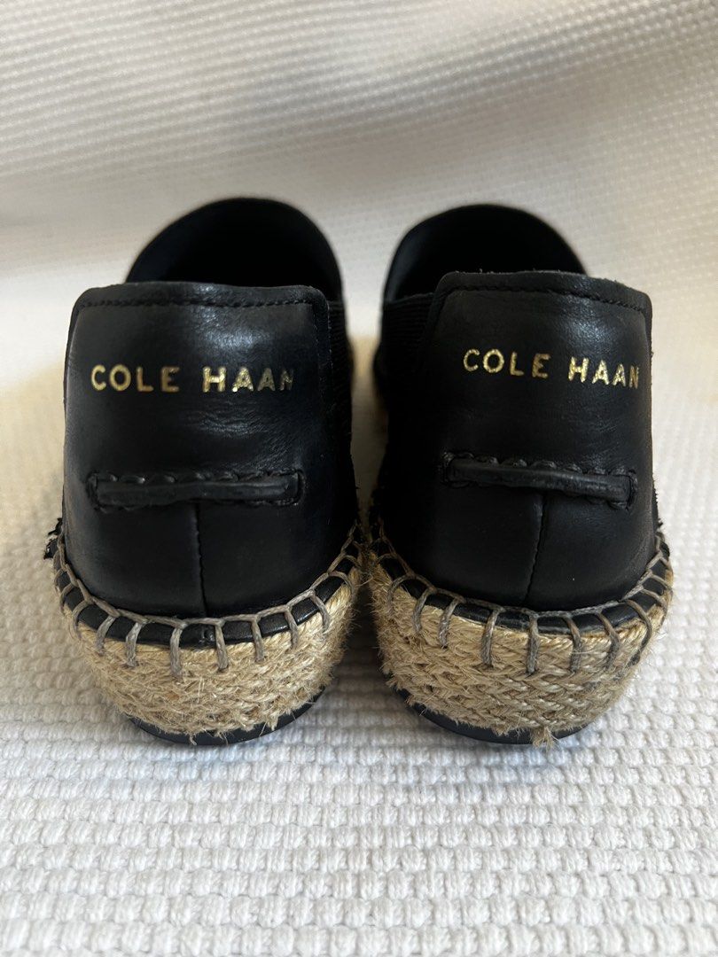 Cole Haan Black Cloudfeel Espadrille (Category: Flats & Sandals) located in Muntinlupa City. Submitted by wee_n_mutsi (Listing ID 1460942858, Image 2). Description: - Cole Haan espadrille flats in classic black. - Comfortable knit upper with elegant leather heel accents. - Stylish jute detailing along the sole. - Effortless slip-on design for convenience. - Perfect for everyday wear. - Size 6.5B - Barely used, very good condition, no box.