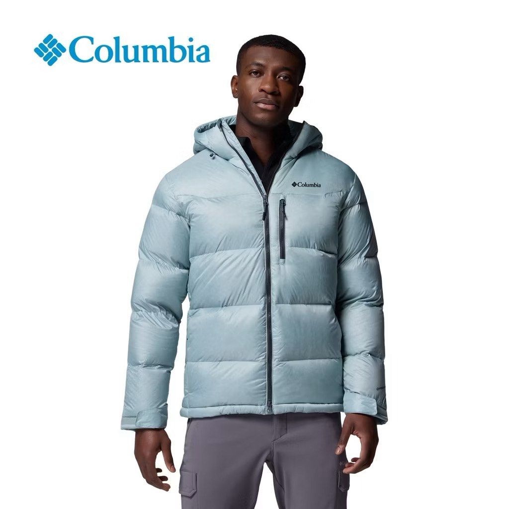 Columbia Men's Hooded Puffer Jacket - Light Blue (Category: Coats, Jackets and Outerwear) located in Dumaguete. Submitted by Dessertly (Listing ID 1461027961, Image 1). Description: - Columbia hooded puffer jacket - Light blue color - Full zip front closure - Chest zip pocket - Two side pockets - Attached hood - Perfect for staying warm and looking good.