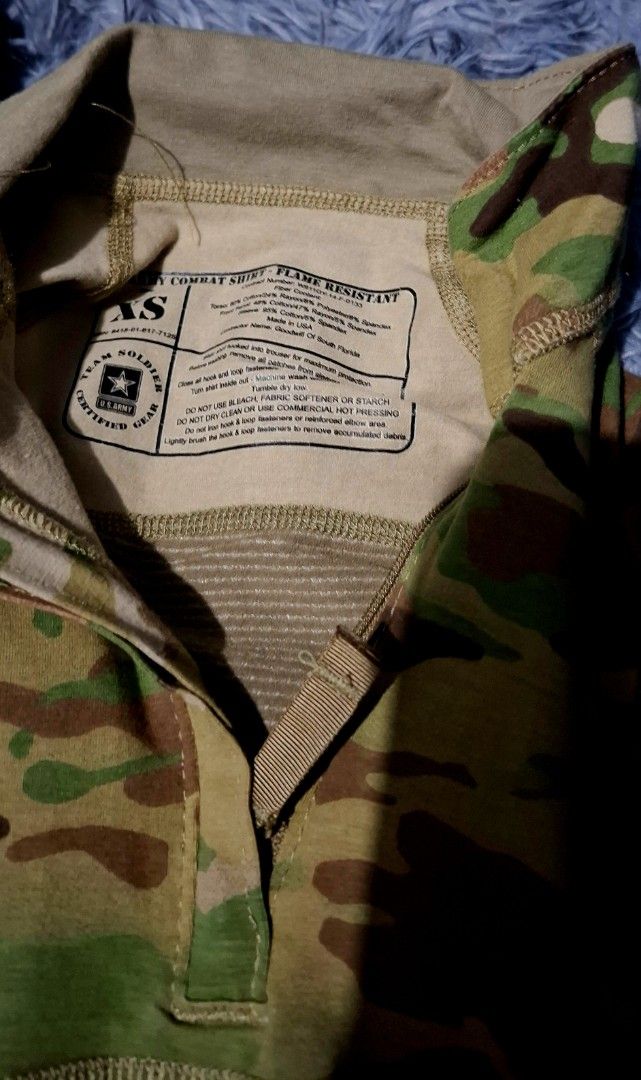 Combat Shirt Multicam (Category: Tshirts & Polo Shirts ) located in Makati City. Submitted by h.booster365 (Listing ID 1461075212, Image 2). Description: - Authentic Multicam pattern - Size XS, S - Made in USA - Flame resistant material - Breathable knit torso for comfort - Durable sleeves with integrated pockets - Velcro panels on sleeves for patches - Perfect for tactical operations and outdoor activities.